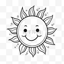 可爱的太阳素材图片_背景轮廓素描中带有笑脸的太阳着