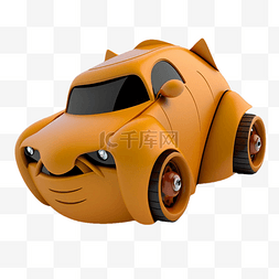玩具小汽车图片_3d黄色奇怪轮子卡通车立体