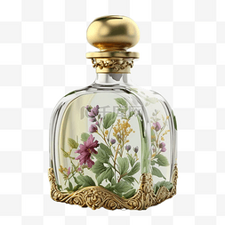 粉色小瓶香水图片_植物插图包装瓶香水