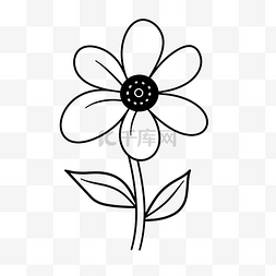 黑白素描花卉图片_其中一朵雏菊着色页轮廓素描 向