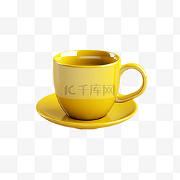 咖啡杯黄色写实