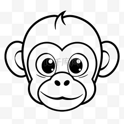 可爱的猴子脸着色页轮廓素描 向