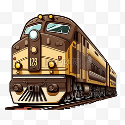 火车卡通黄棕色图案