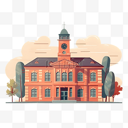 学校建筑平面插画