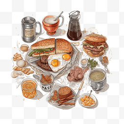 卡通营养早餐图片_食物美味早午餐插图