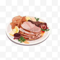 肉类食物插画图片_食物套餐插画