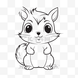 向量个人vip和企业vip免费下载免抠元素松鼠轮廓草图的黑白卡通画