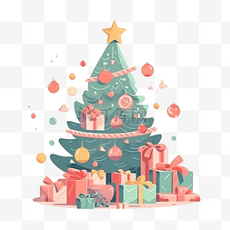 圣诞树装饰可爱插画