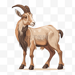 山羊动物棕色站立插画