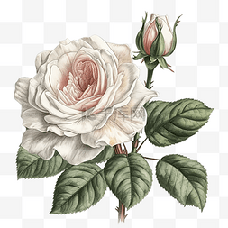玫瑰白色水彩