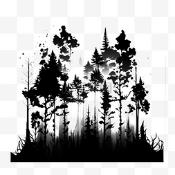 树林剪影插画