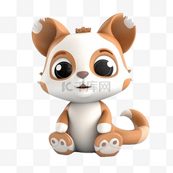 3d动物玩具图片_3d玩偶褐色白色可爱的卡通立体