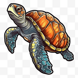 可爱动物乌龟图片_乌龟海龟橙色龟壳图案