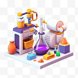 化学实验室器具图片_3d实验卡通工具
