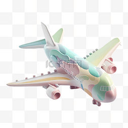 天空飞机插画图片_飞机交通工具卡通立体插画