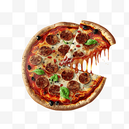 意大利披萨美食快餐卡通插画立体