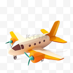 创意插画卡通背景图片_可爱橙色卡通飞机模型