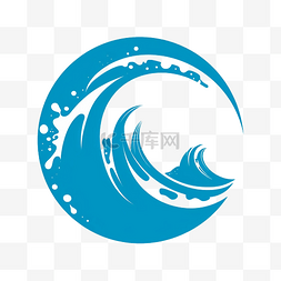 蓝色圆形海浪图片_海洋日海浪圆形扁平风图贴