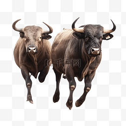 公牛奔跑牲畜动物立体模型