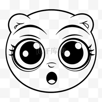 孤立的白色背景轮廓素描画上长着大眼睛的可爱熊 向量