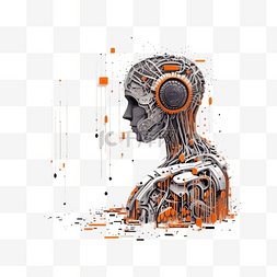 人工智能橘色插画