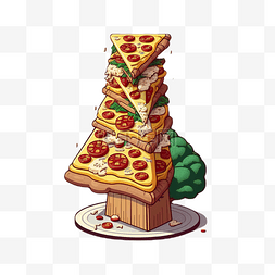 披萨意大利面图片_披萨宝塔快餐美食游戏卡通风格装