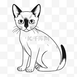 白色背景着色页上的暹罗猫轮廓素