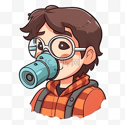 哮喘日男孩戴着眼镜图案