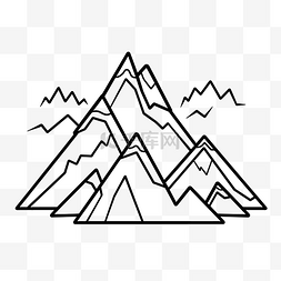 白色背景草图上以山为背景的山的