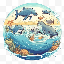 海洋日鲸鱼大海卡通