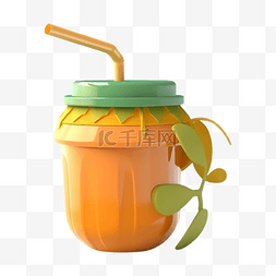 卡通杯装饮料图片_橙汁橘色可爱插画