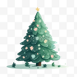 新年元素树图片_圣诞节绿色树卡通