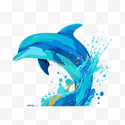 可爱的小海豚图片_海洋日蓝色卡通海豚
