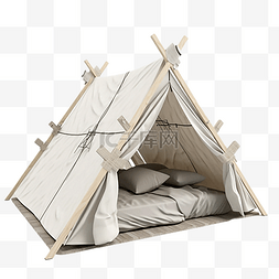简约的床图片_帐篷野营白色