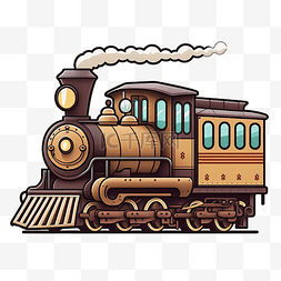 火车复古棕色卡通图案