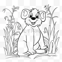 草地上的迪士尼宝贝着色轮廓素描