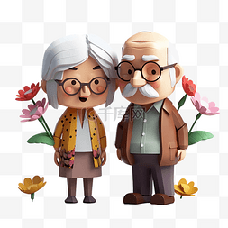 分享的快乐图片_祖父母日立体人物插画