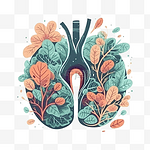 哮喘日肺部创意插画