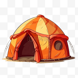 帐篷户外图片_帐篷卡通橙色