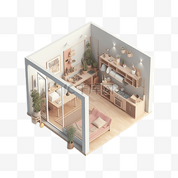 现代家具柜子图片_房间模型建筑植物装饰