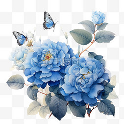 花朵创意免抠图片_创意蓝色花朵元素立体免抠图案