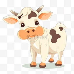 小牛涂鸦图片_可爱牛牛平面插画图
