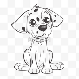 可爱卡通插图小狗图片_卡通轮廓素描中一只可爱的达尔马