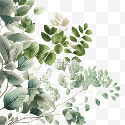 绿色植物水彩插画图片_叶子绿色水彩插画