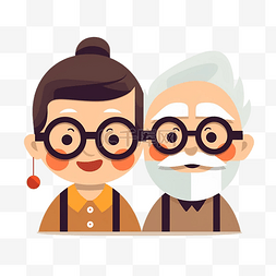 可爱夫妻图片_祖父母日半身眼镜