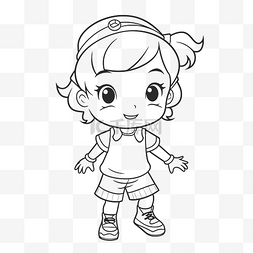 儿童动作卡通图片_可爱的小女孩着色页和娃娃卡通轮