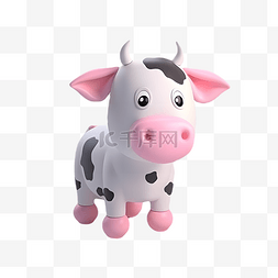 创意牛头图片_牲畜奶牛动物卡通可爱立体3d模型