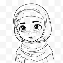 戴头巾的可爱穆斯林女孩正在为轮