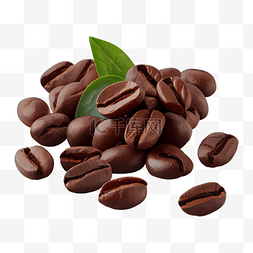 咖啡豆绿叶一堆