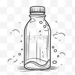 水瓶素描图片_带有液体素描的轮廓瓶 向量